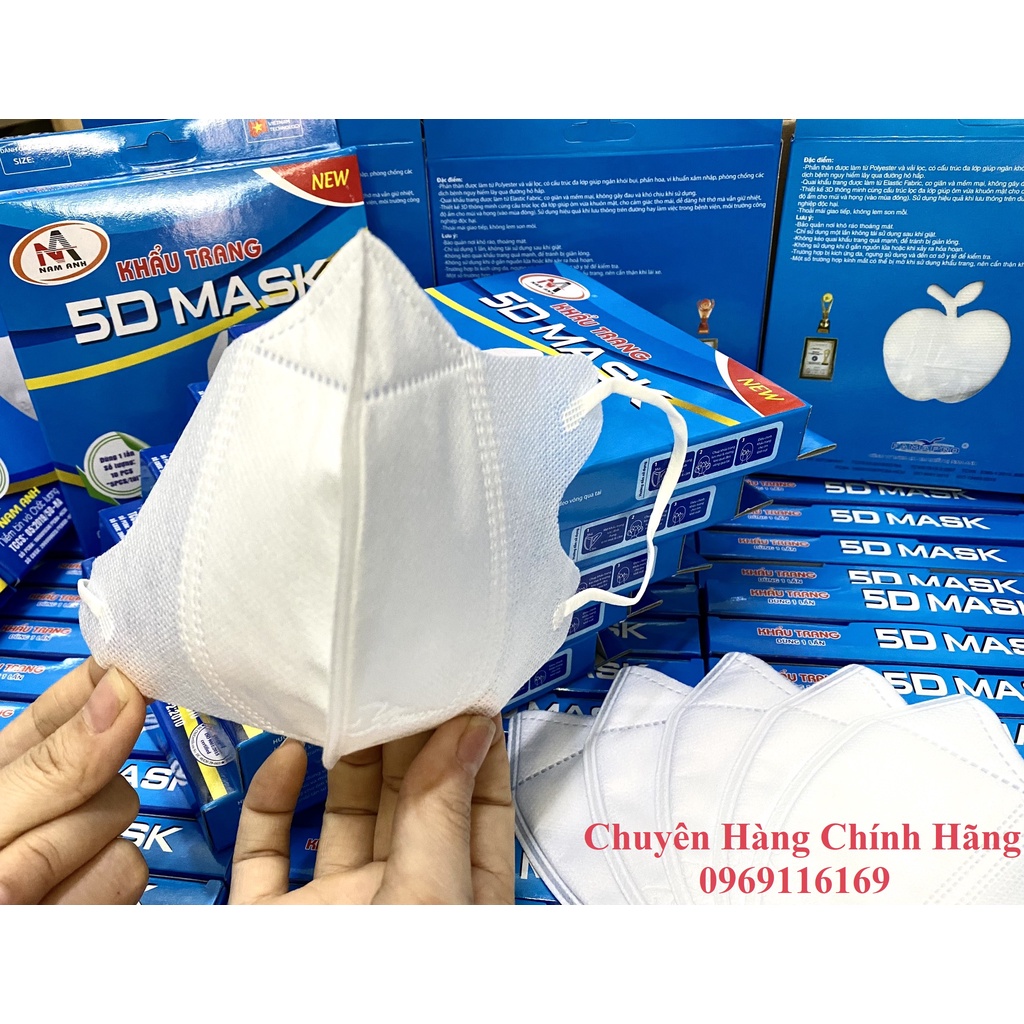 Combo 5 hộp khẩu trang 5D FAMAPRO 3 lớp kháng khuẩn thiết kế 3D mask 10 cái/ hộp