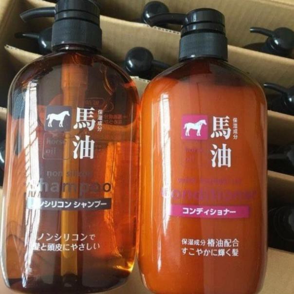 Bộ dầu gội, xả mỡ ngựa Hokkaido Horse Oil Natural Nhật Bản