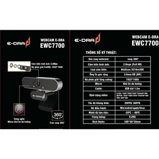 WEBCAM MÁY TÍNH EDRA EWC7700 FULL HD