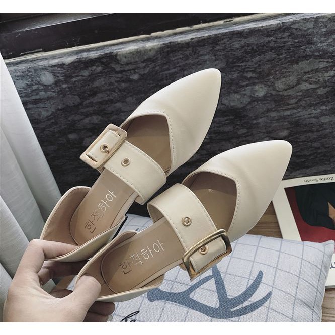 T1083 Giày búp bê đế bằng mũi nhọn, quai bản to ngang bàn chân | BigBuy360 - bigbuy360.vn