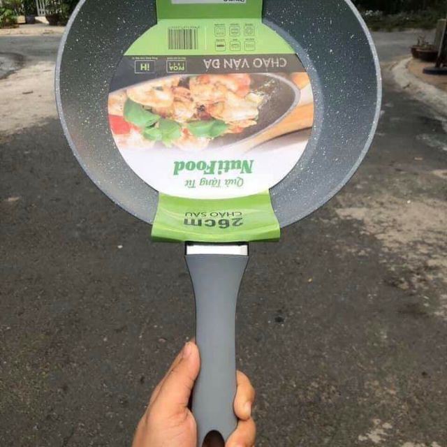 🍳 CHẢO VÂN ĐÁ GREEN LOCK DÙNG TẤT CẢ CÁC LOẠI (KỂ CẢ BẾP TỪ) 26CM (HKM NUTIFOOD)