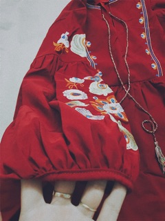 ĐẦM HOA ĐỎ VINTAGE