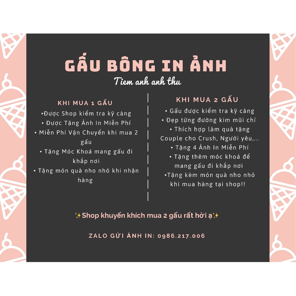 Gấu bông in ảnh theo yêu cầu TẶNG FREE ẢNH IN | Gấu Pooh Chuyên sỉ lẻ gấu bông giá rẻ