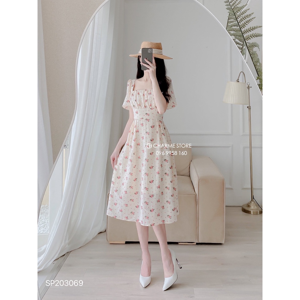 Váy hoa ngực nhún thiết kế Charme 203069