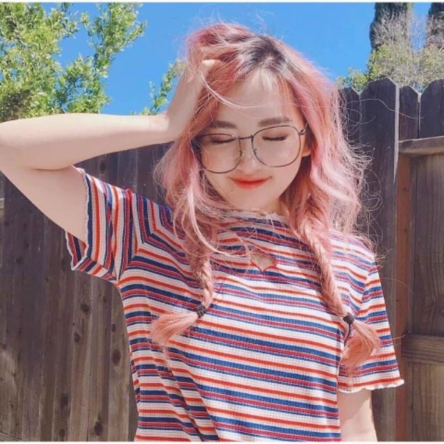 Áo croptop sọc khoét tim siêu xinh - Z7Nz32