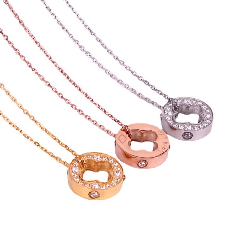 Dây Chuyền Khoen Tròn Cỏ 4 Lá Titan Ko Han Rỉ TT 3827