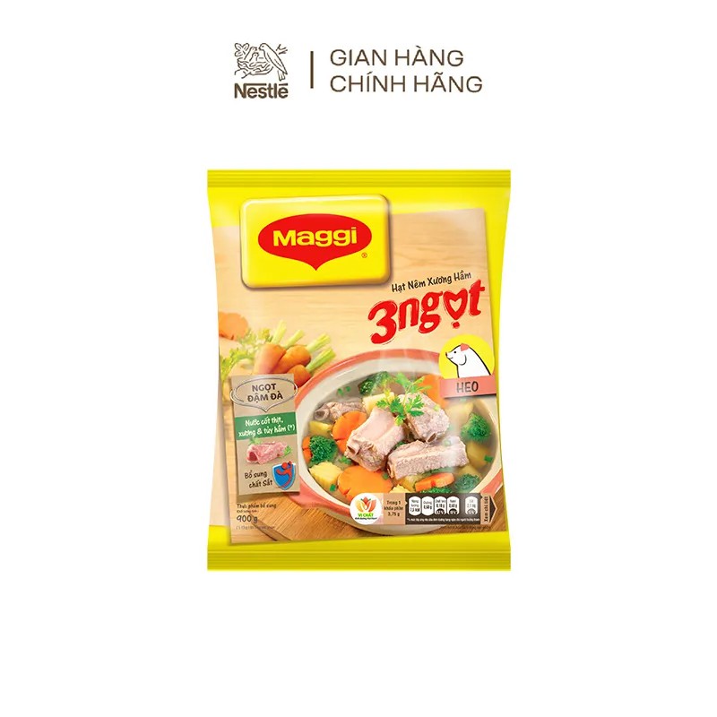 Combo 2 Maggi: 1 gói hạt nêm xương hầm 3 ngọt heo 900g + 1 chai nước mắm hảo hạng chai thủy tinh 490ml