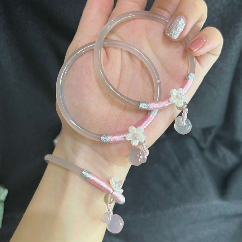 Vòng Tay Bản Liền Kết Charm Hoa Đa M.Não Màu Xanh, Màu Đỏ, Màu Khói