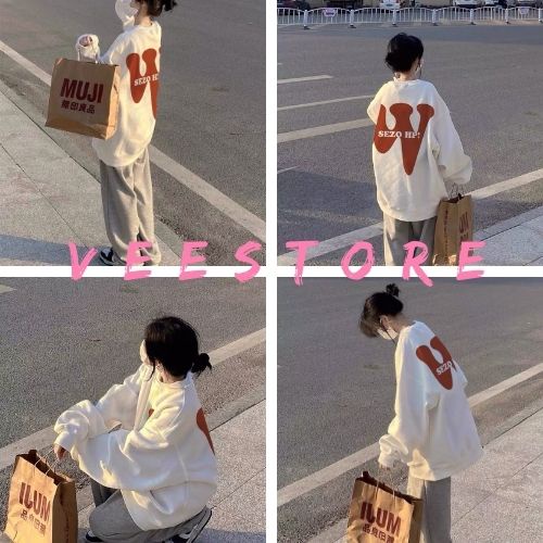 Bộ nỉ phom rộng unisex họa tiết chữ W / Set áo nữ phối quần jogger mặc mùa thu đông trẻ trung năng động_veestore