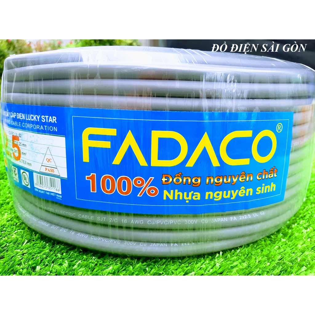 100m Dây Điện Đôi 2 Lõi 2x2.5 Fadaco 2 Vỏ Bọc Xám