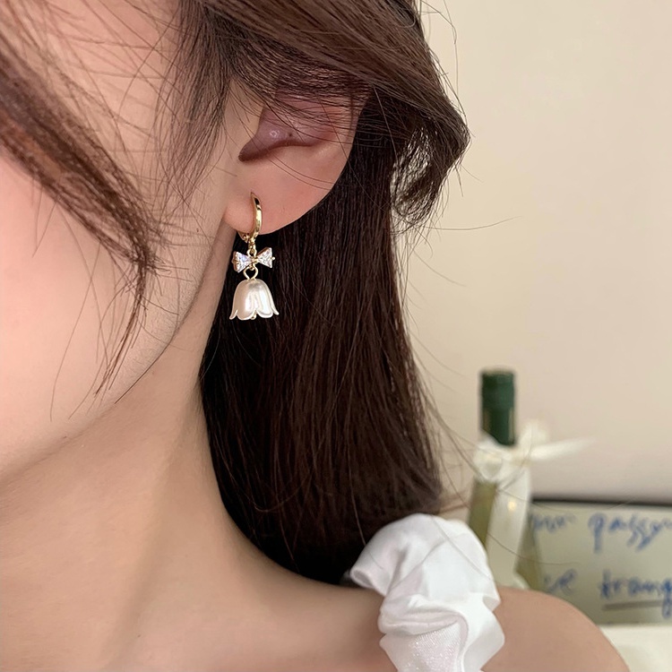 Niche Bông Tai Mạ Bạc 925 Hình Hoa lily Phong Cách Hàn Quốc Thời Trang Mùa Hè Cho Nữ