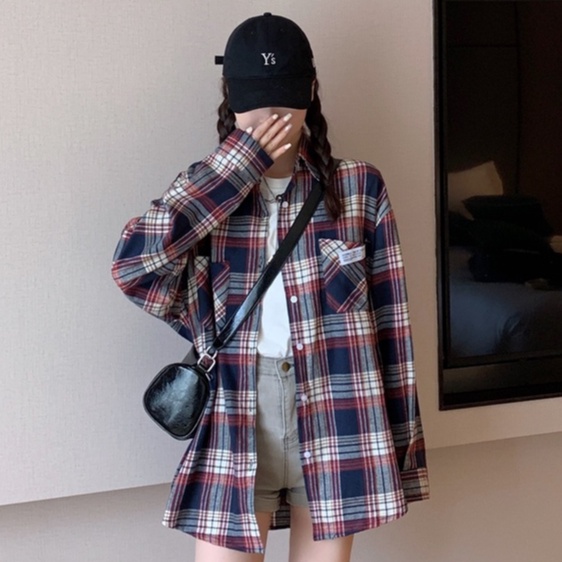 Áo Sơ Mi Tay Dài Form Rộng Họa Tiết Sọc Theo Phong Cách Retro Dễ Phối Đồ