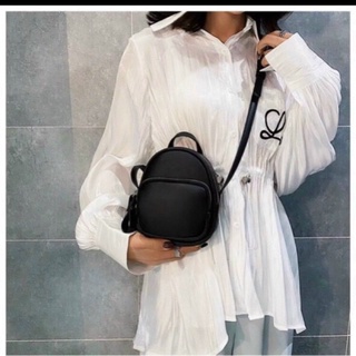 Balo Nữ Mini Da Mềm Màu Đen Cơ Bản