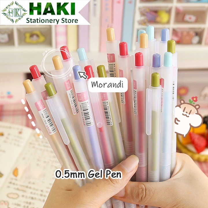 Bút bi bấm mực gel màu đen HAKI ngòi 0.5mm dụng cụ văn phòng phẩm B59