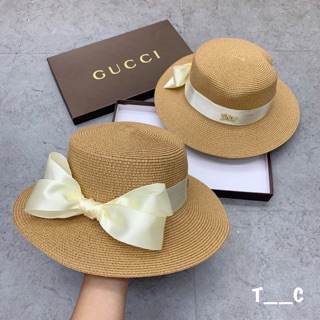 Mũ cói tròn nơ lụa tiểu thư