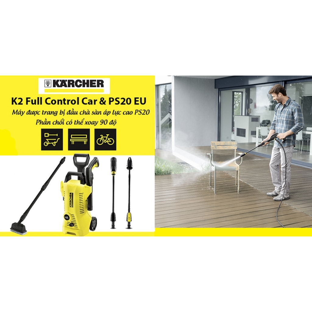MÁY PHUN RỬA XE GIA ĐÌNH CAO ÁP K2 FULL CONTROL CAR EU