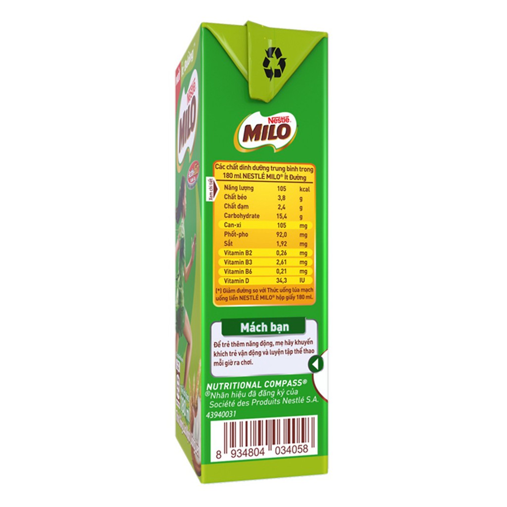 Thùng 48 Hộp Sữa Nestlé MILO Nước (180ml / Hộp)