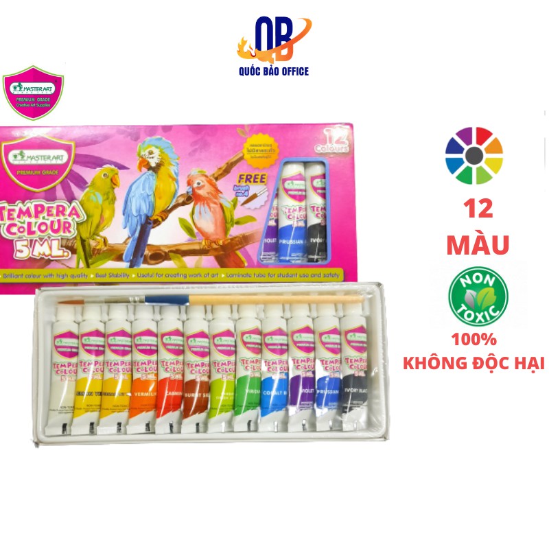  Màu nước dạng tuýp 5ml Tempera Master Art Thái Lan - 12 màu 194932