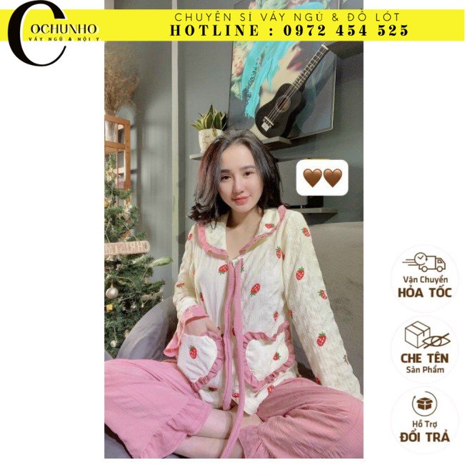 ĐỒ BỘ TIỂU THƯ MẶC NHÀ  CỰC XINH -Bộ Mặc Nhà Tiểu Thư Cổ Ren Tay Bèo Dễ Thương Chất Mềm Mát- CCNCS