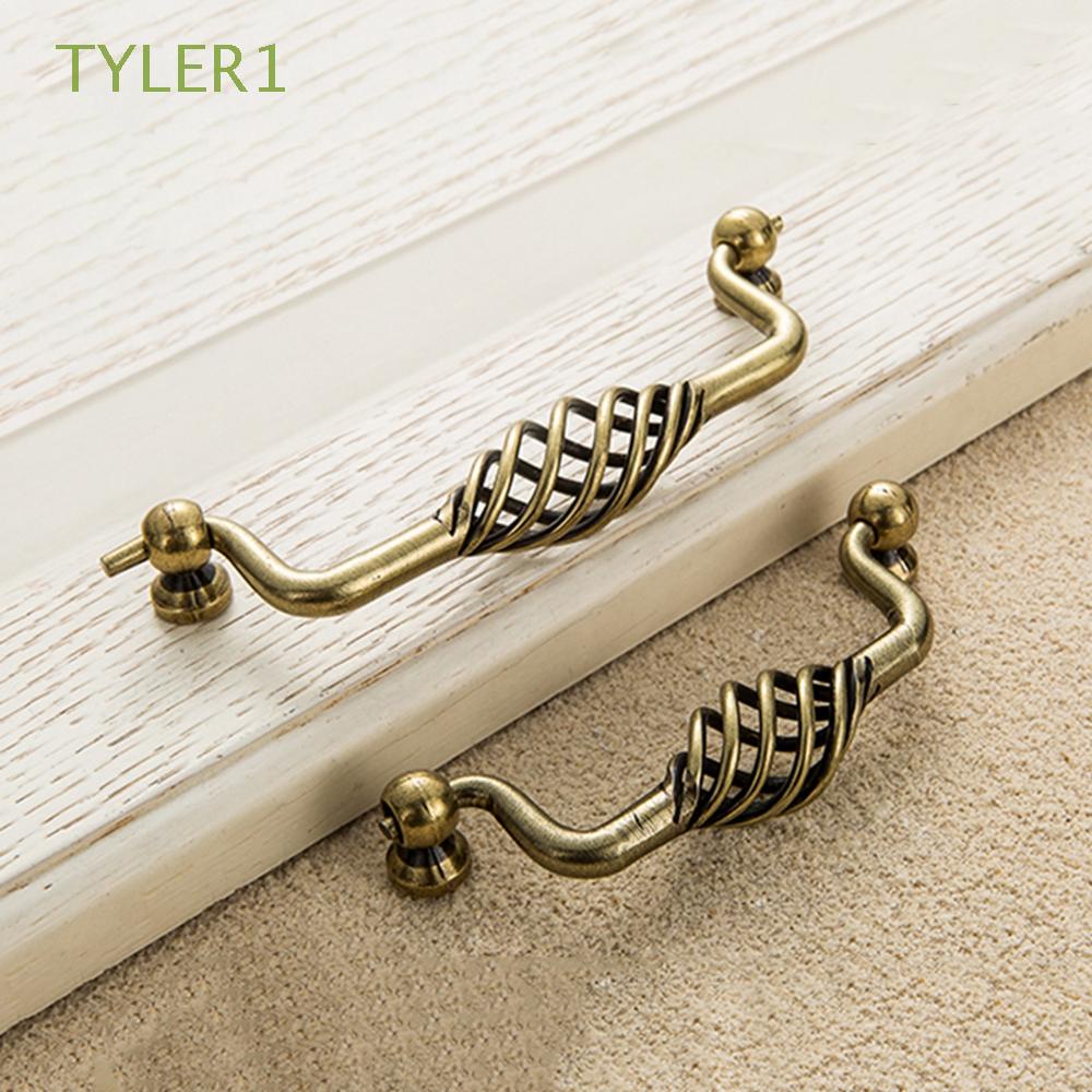 Tay nắm cửa bằng đồng thau hình lồng chim màu đen cổ điển kèm ốc vít tiện lợi