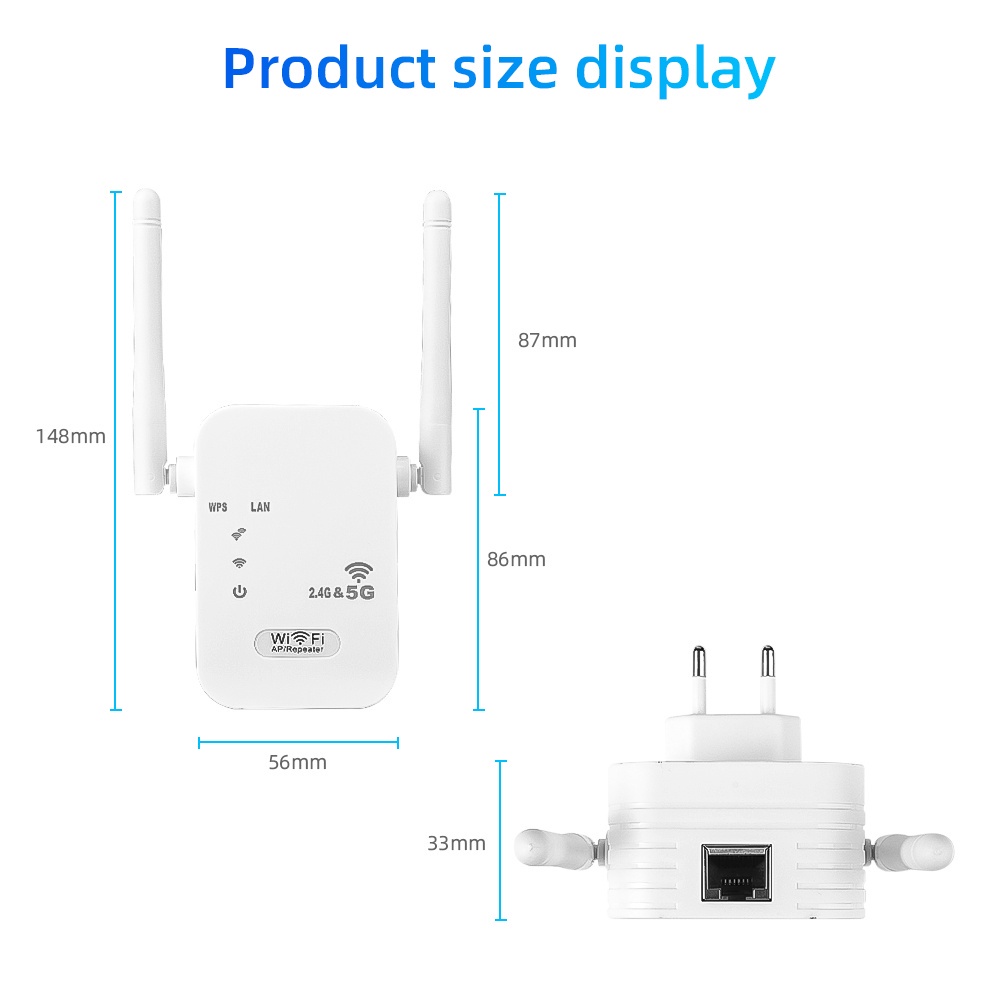 Thiết Bị Khuếch Đại Tín Hiệu Wifi Không Dây 5Ghz 1200Mbps 2.4G Atenna 2