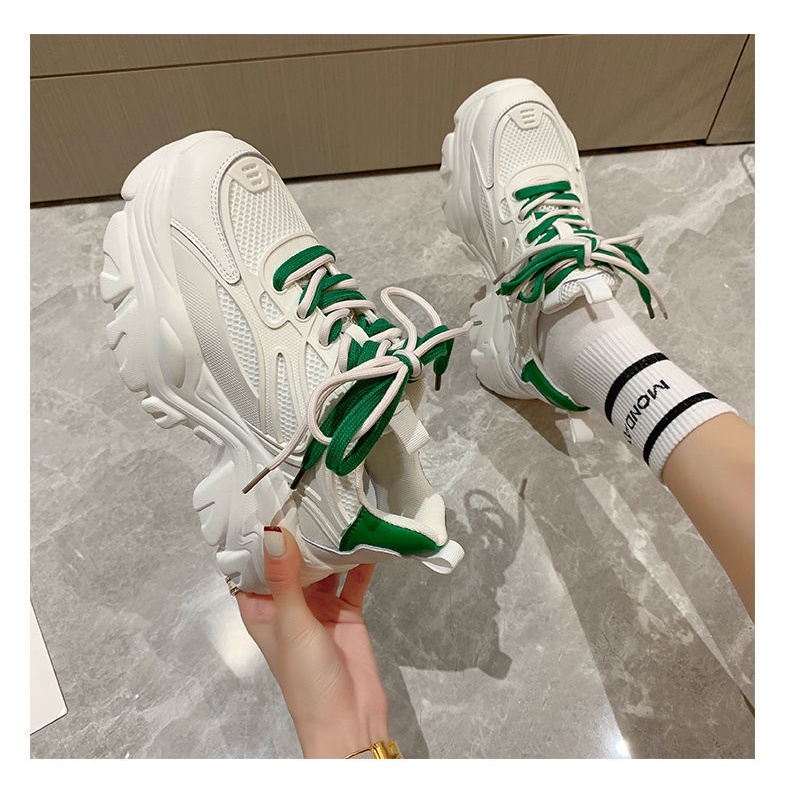 CHZK Giày thể thao nữ 7cm Thoáng khí dây màu Kiểu dáng hàn quốci HQ182