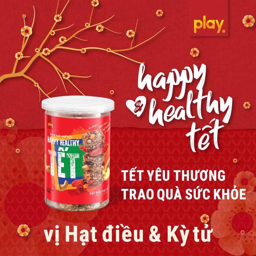 Hộp quà Tết 2022 bánh hạt ngũ cốc Happy Healthy Tết 3 vị 450 gram - Play Nutrition | BigBuy360 - bigbuy360.vn