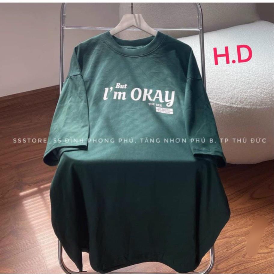 Áo phông OKEY Nam Nữ , Form thụng tay lỡ Unisex Năng động trẻ trung- Chữ in nổi sắc nét