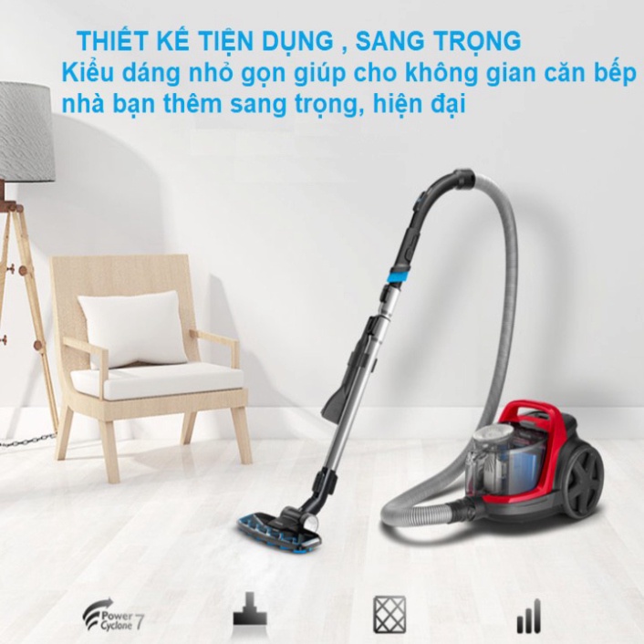 Máy hút bụi không túi dùng trong gia đình. Thương hiệu cao cấp Philips FC9588/81, công suất 1700W - Hàng Chính Hãng {CHÍ