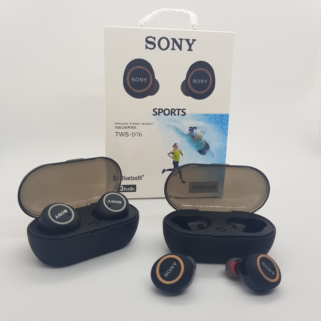 ⚡ GIÁ SỈ ⚡ TAI NGHE BLUETOOTH ĐEN SONY SPORT TWS-D76 - CHẤT LƯỢNG ÂM THANH CỰC TỐT