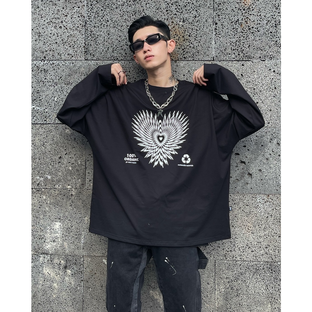 Áo thun ZOMBIE® Heart Long Sleeve Tee In Black