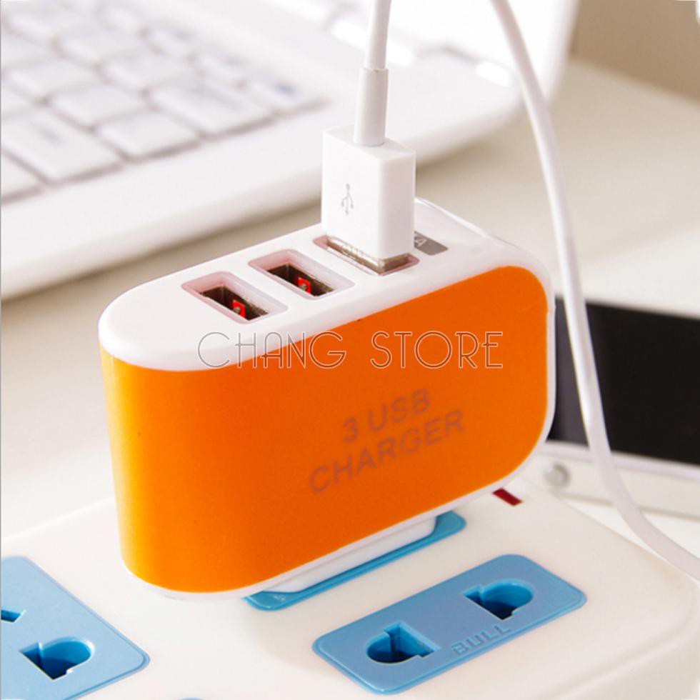 Cốc sạc 3 cổng USB tiện dụng - củ sạc điện thoại nhiều màu tiện lợi