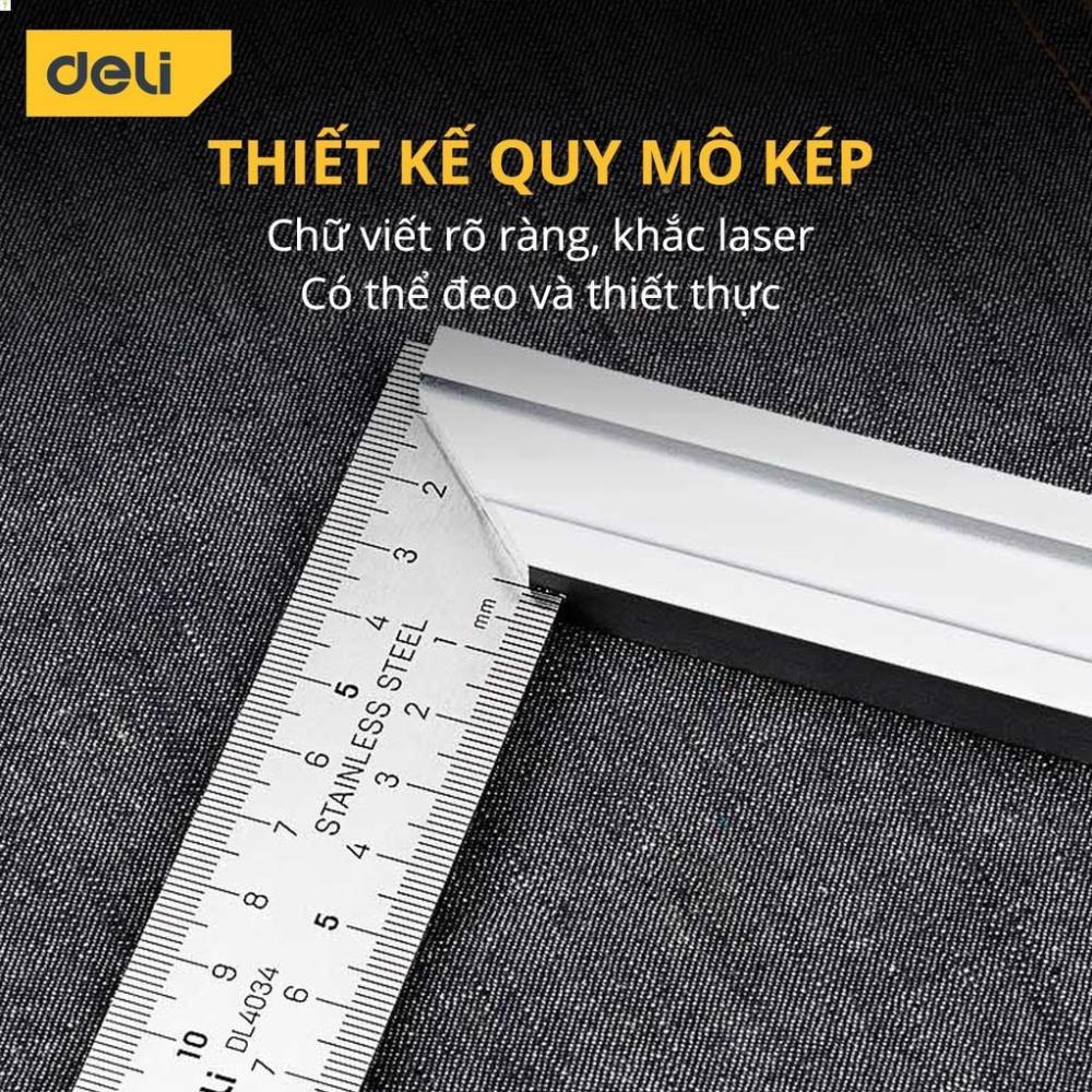 [LIFEDL157] Thước Vuông Góc Kim Loại Deli Kích Thước 200mm - Sử Dụng Đo Đạc Trong Xây Dựng, Sửa Chữa Nhà Cửa - DL4034 .