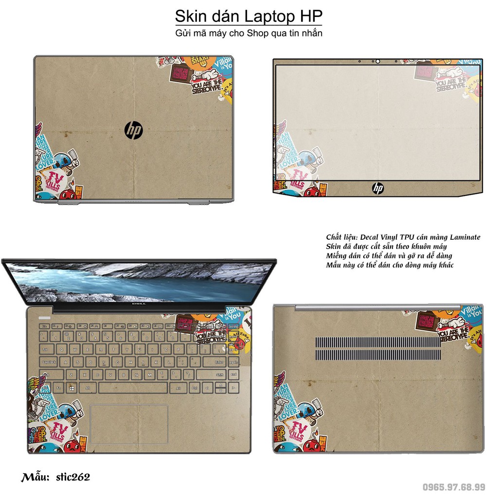 Skin dán Laptop HP in hình sticker bomb _nhiều mẫu 2 (inbox mã máy cho Shop)