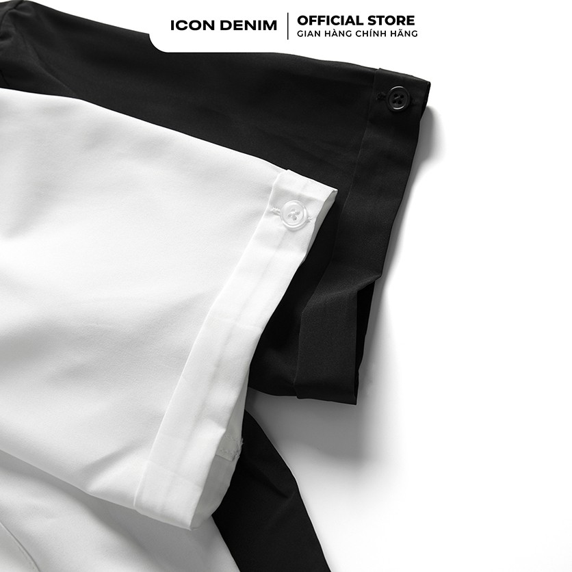 Áo Sơ Mi Nam ICON DENIM Tay Ngắn Cổ Vest Phối Lơ-Vê Relaxed-Fit | BigBuy360 - bigbuy360.vn