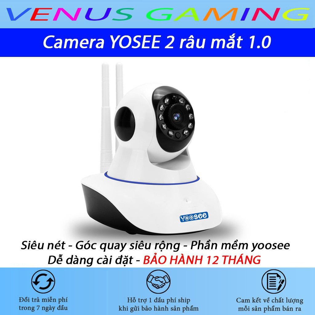 Camera YOOSEE 2 Râu mắt 1.0 - Siêu nét - góc quay rộng - Dễ dàng cài đặt - BH 12 tháng