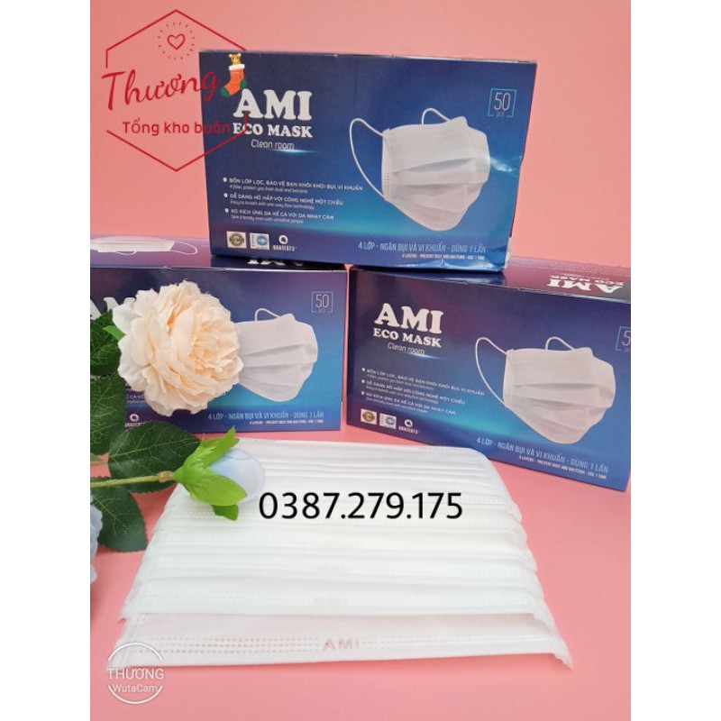 1 Hộp Khẩu Trang Y Tế Mầu trắng 4 lớp AMI (50 chiếc 1 hộp) | BigBuy360 - bigbuy360.vn