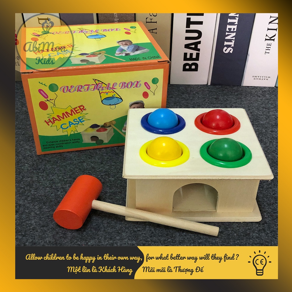 Đập Bóng Hộp Vuông Bằng Gỗ Cho Bé ☘️ Montessori cao cấp ✨ (Đồ chơi Gỗ - Đồ chơi Giáo Dục - An toàn - Thông minh)