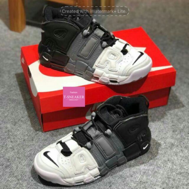 (ẢNH THẬT) Giày thể thao AIR MORE UPTEMPO Triple color Đen xám trắng