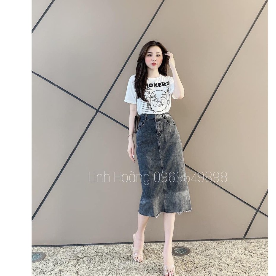 Chân váy jean xẻ sau mã 34+35 (kèm ảnh thật,video)