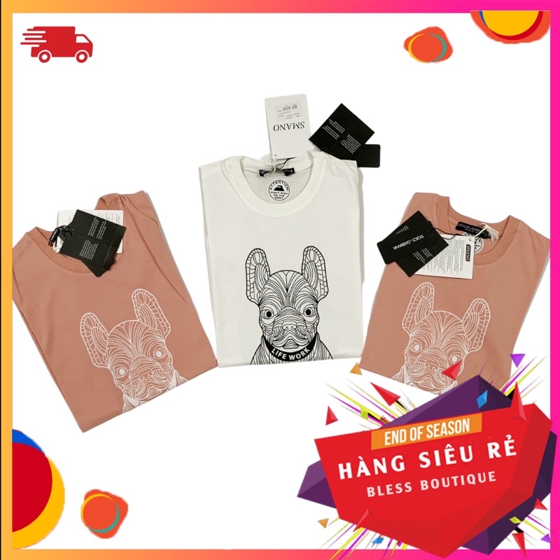 Áo thun SMANO in Chó life work màu hồng trắng - áo phông ngắn tay unisex nam, nữ - Tặng khẩu trang y tế