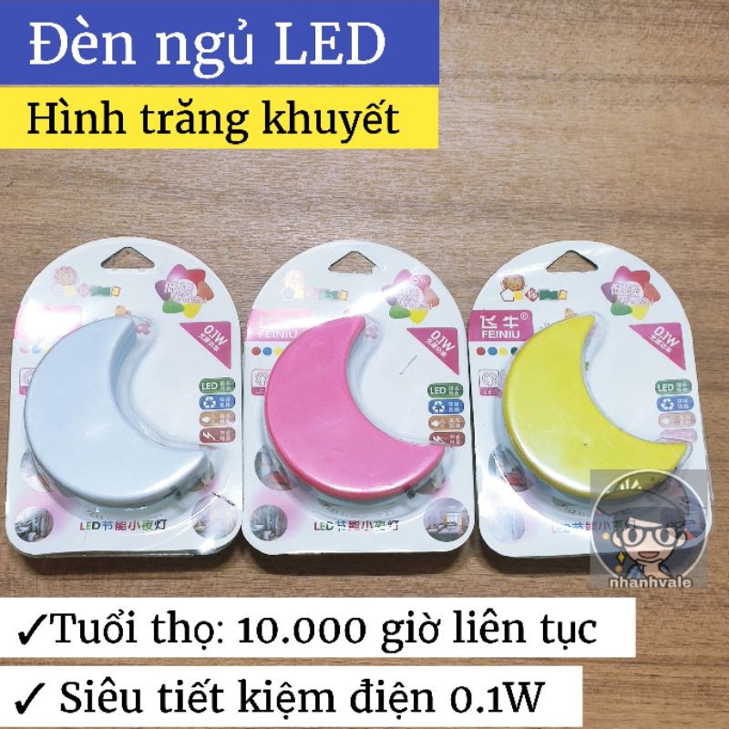 Đèn ngủ LED hình trăng khuyết siêu tiết kiệm điện 0.1W, tuổi thọ 10000 giờ liên tục