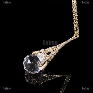 (Eetmo) New Womens Paris Eiffel Tower Transparent Crystal Ball Pendant Long Necklace Hot