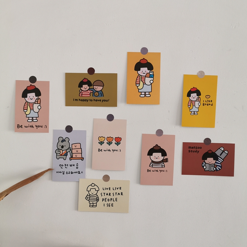 Set 9 Tấm Thẻ Dán Tường Hình Hoạt Hình Xinh Xắn | BigBuy360 - bigbuy360.vn