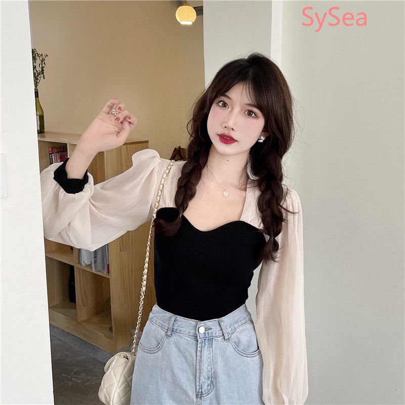 Áo Dệt Kim Cổ Vuông Thời Trang Mùa Thu Pháp Dành Cho Nữ