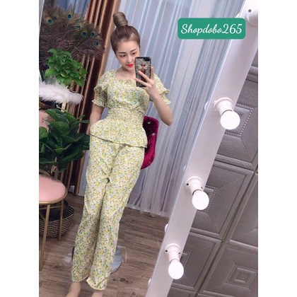 Đồ bộ nữ,bộ ngủ mặc nhà vải lụa hoa nhí dễ thương size 45-55kg.