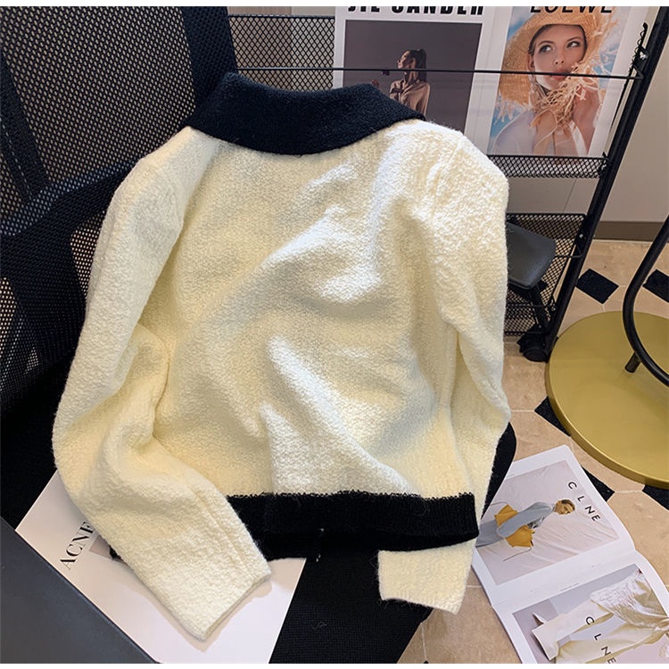 Áo Khoác Cardigan Dệt Kim Dáng Ngắn Phong Cách Phương Tây Thời Trang Mùa Thu Hàng Mới