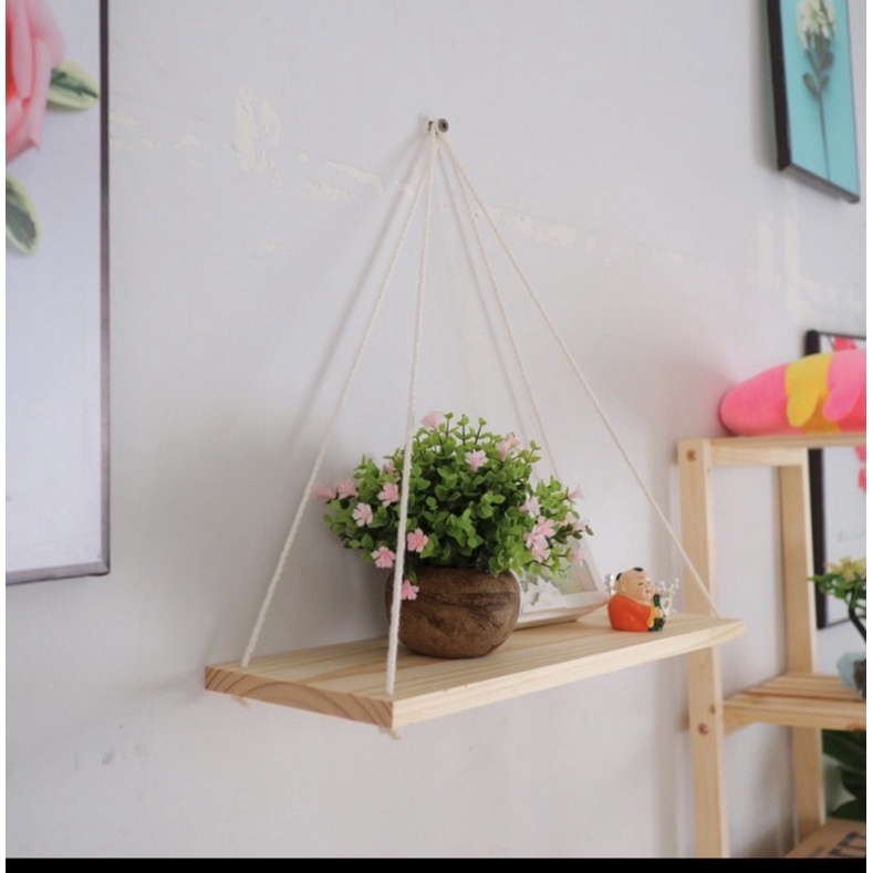 Kệ gỗ treo tường kích thước 30x10 tặng kèm dây treo