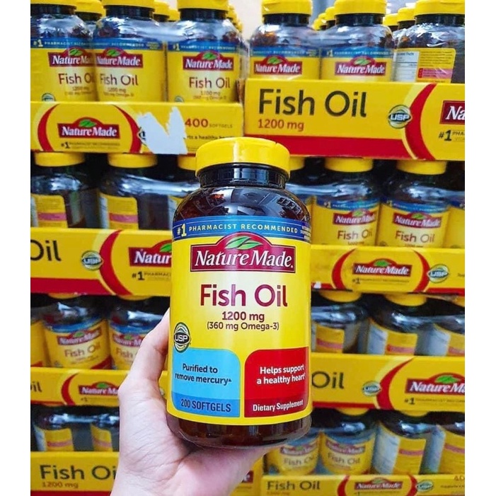 Viên Uống Dầu Cá Nature Made Fish Oil 1200mg 360mg Omega-3 200 Viên