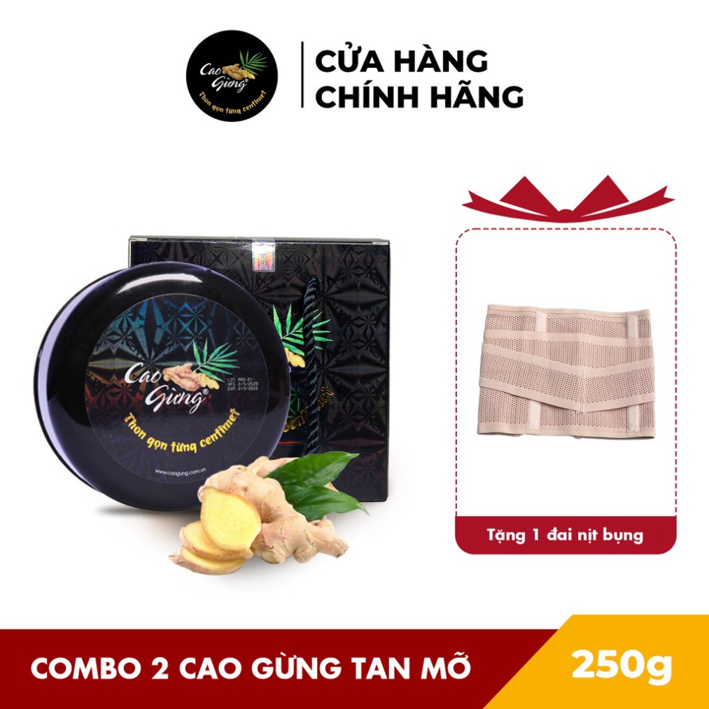 [Mua 2 tặng 1] Combo 2 Cao Gừng Tan Mỡ Thiên Nhiên Việt (250g x 2) - Tặng 1 Đai Nịt Bụng Định Hình Eo